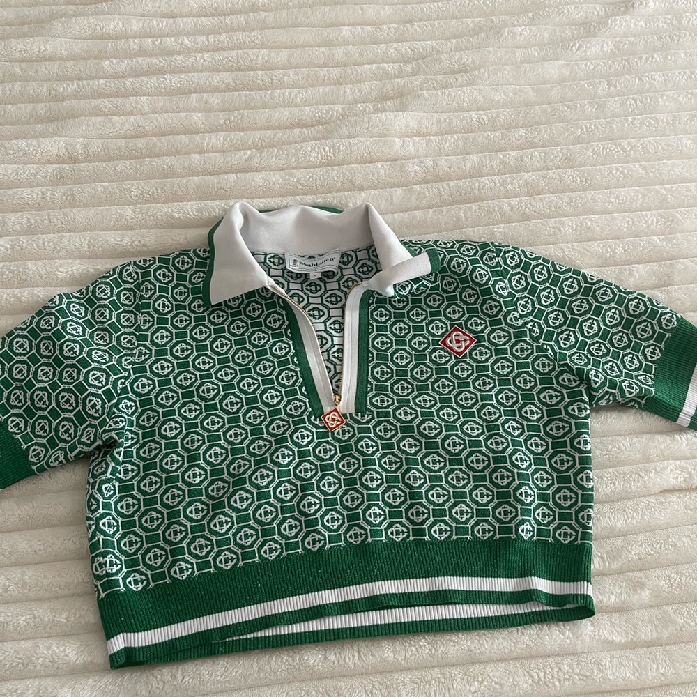 Green Patterned Crop Top